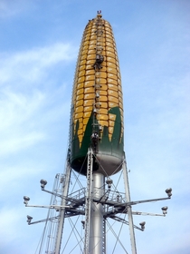 Water tower in Rochester Minnesota painted as an ear of corn 