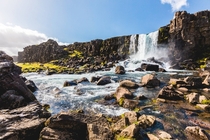 Waterfall at ingvellir Iceland 