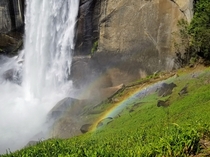 Waterfall makes a beautiful rainbow in Yosemite  x  