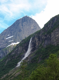 Waterfall near Briskdalsbreen Norway 