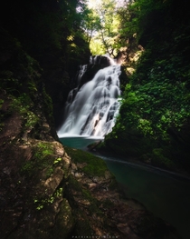 Waterfall um in Zgornja Besnica Slovenia 