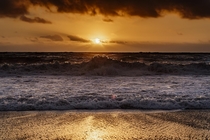 Waves at Sunset Greymouth NZ 
