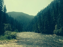 Went fly fishing on the St Joe River Northern Idaho Smoke from the fires in Oregon and Washington made for a cool shot  x