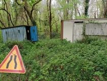 Went for a walk in the forest with a group of friends and stumbled upon this cool abandonned shed The sign was inside