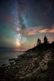 Western Point in Acadia National Park Maine USA - night sky clouds amp a long exposure 