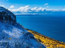 When Autumn colours meet a fresh October snowfall Sleeping Giant Provincial Park Ontario Canada xOC