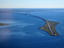 When you get bored of building a bridge halfway through and decide to do a underwater tunnel for the rest of it instead The resundsbro connecting Sweden and Denmark