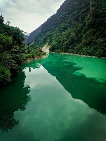 Where  Rivers meet in between Mountains Sikkim India 