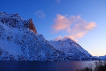 Winter days are short but sweet here Also very cold Higravtindan Austvgy Norway 