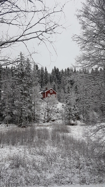 Winter has finally arrived in Sweden If it wasnt for the colored houses here and there the world would have looked like its in black and white