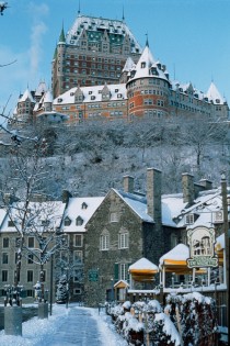 Winter in Quebec City Chteau Frontenac in the background 