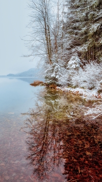 Winter lake reflections Germany 