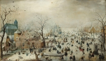 Winter Landscape with Ice Skaters by Hendrick Avercamp - 