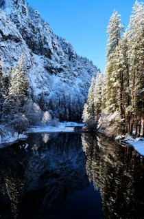 Winter River Reflection - Yosemite National Park 