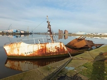 Wreck of the SS Sarsia in Birkenhead Docks Photo taken by me a few years ago She has been in this position since the late s