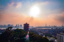 Wuhan City skyline with the Yellow Crane Tower 