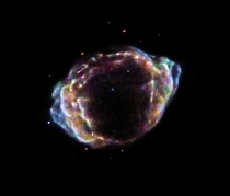 X-ray picture of supernova remnant G formed when a couple of white dwarfs merged together and exploded about  years ago