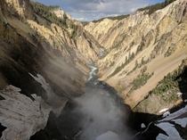 Yellowstone Canyon shot near sunset from the top of Lower Falls 