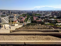 Yerevan Armenia with Mount Ararat looming in the background OC