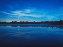 Yet another laggard comet shot Neowise lake reflections Germany 