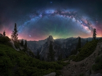 Yosemite National park California full Milky Way pano dereksturmanphotography