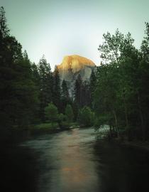 Yosemite Valley view or Half Dome during the golden hour 