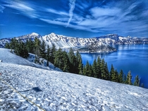 Youll never see water that has as a deep color blue as Crater Lake Oregon 