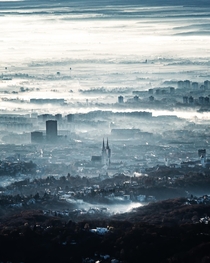 Zagreb - the capital of Croatia on beautiful autumn morningshot from Medvednica mountain
